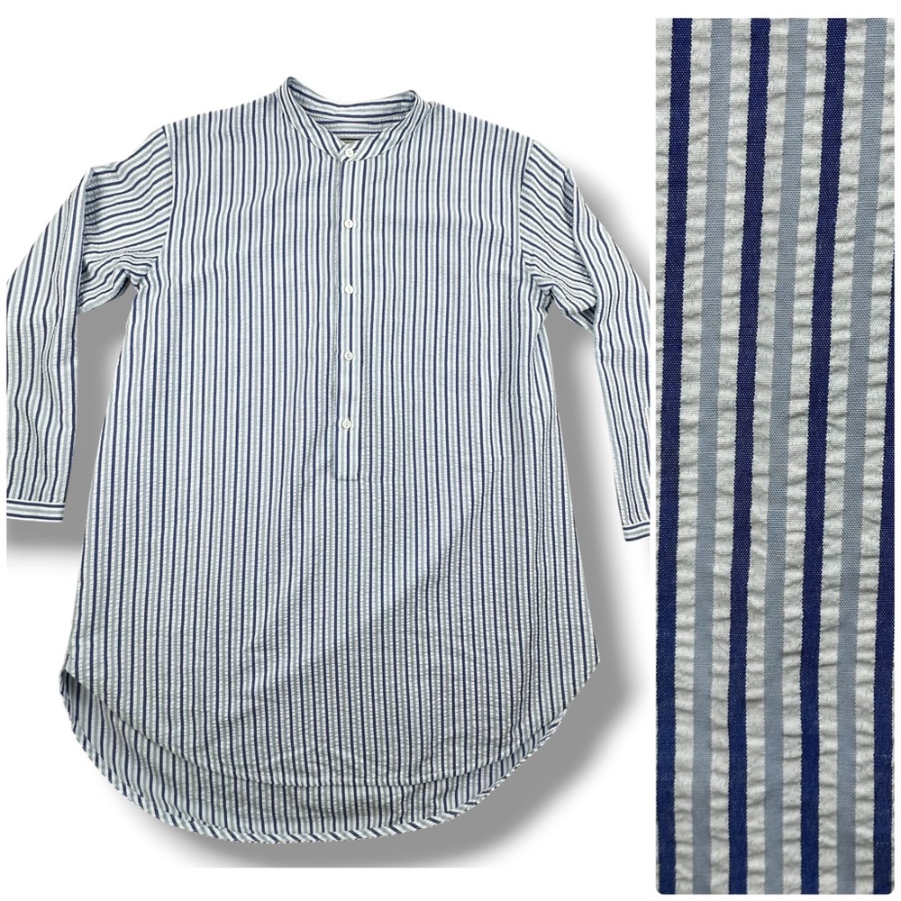 Tuckernuck Mini Cover Up Seersucker Shirt Dress Size M Striped Blue White